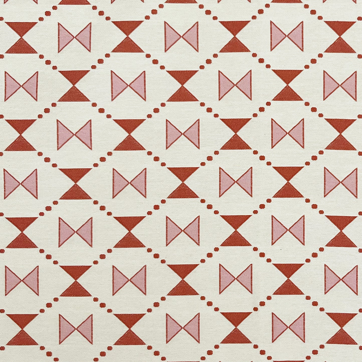 Bow Tie Quilt Woven Fabric - Pink and Coral
