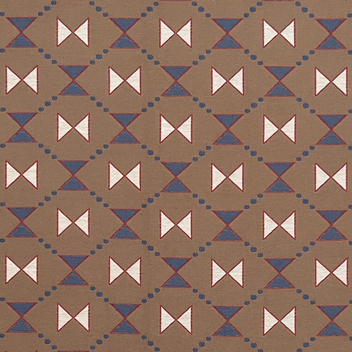Bow Tie Quilt Woven Fabric - Brown and Blue