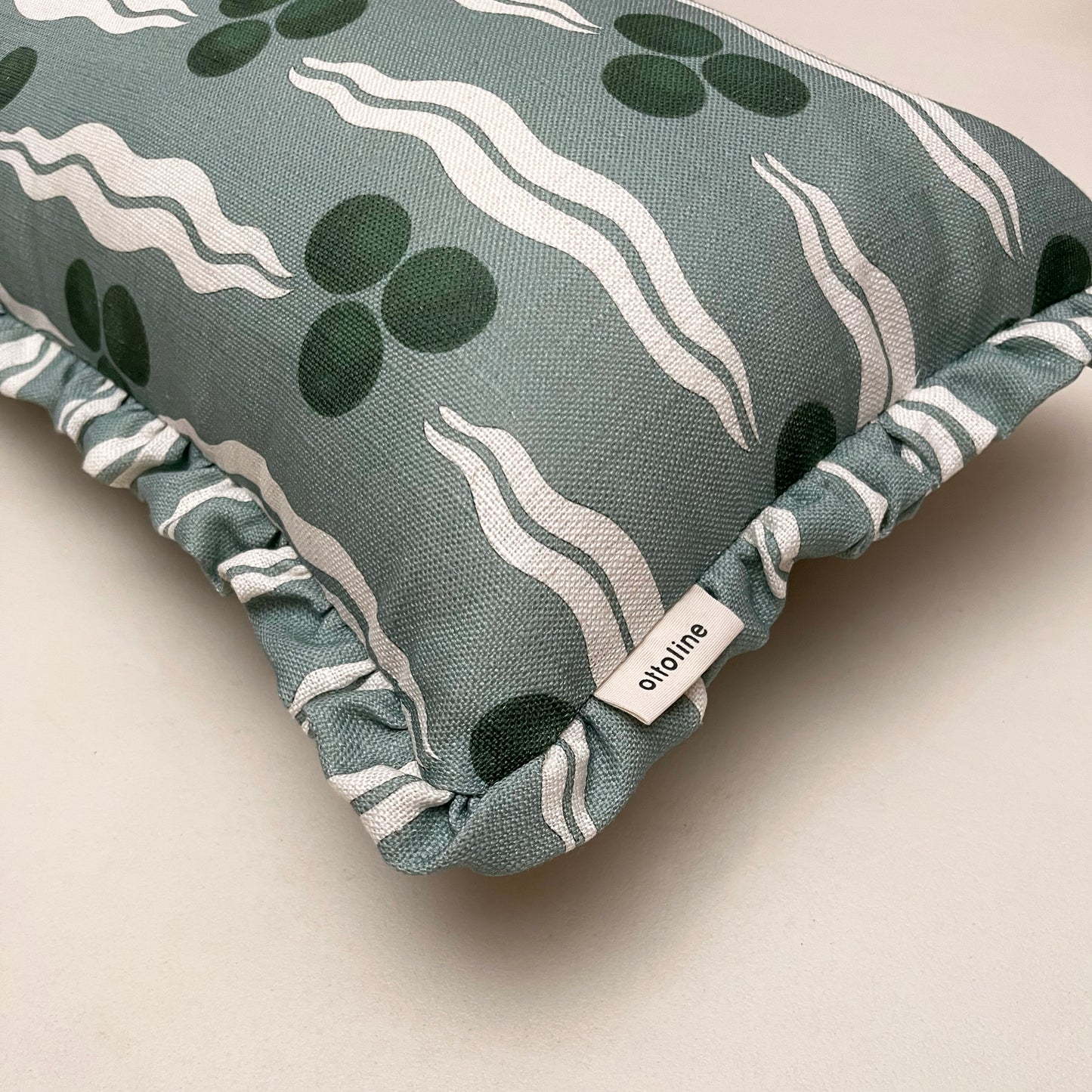 Frilled Cushion Medium: Chintamani Antique Green