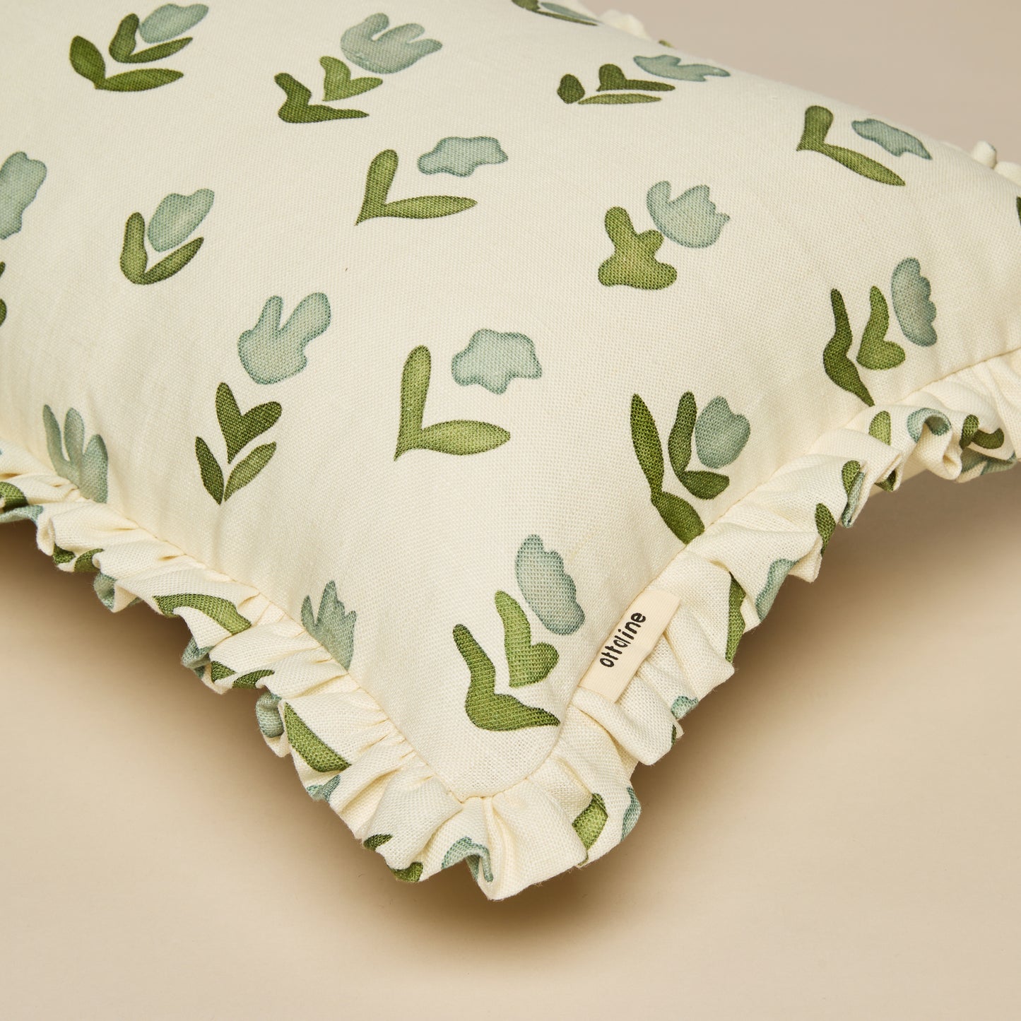 Frilled Cushion Medium: Little Wild Tulips - Misty green