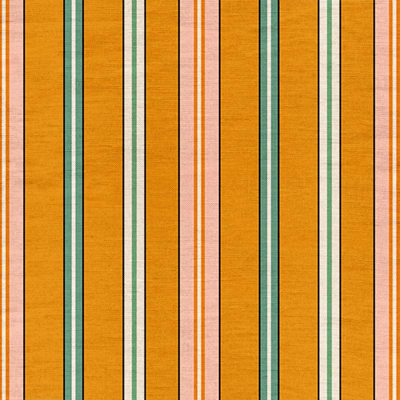 Sporty Stripes Fabric - Saffron - Linen