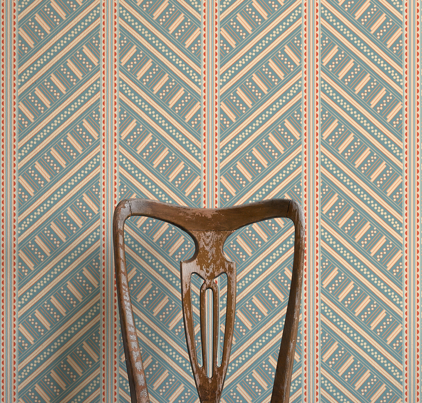 Vondel Wallpaper - Blue and Red