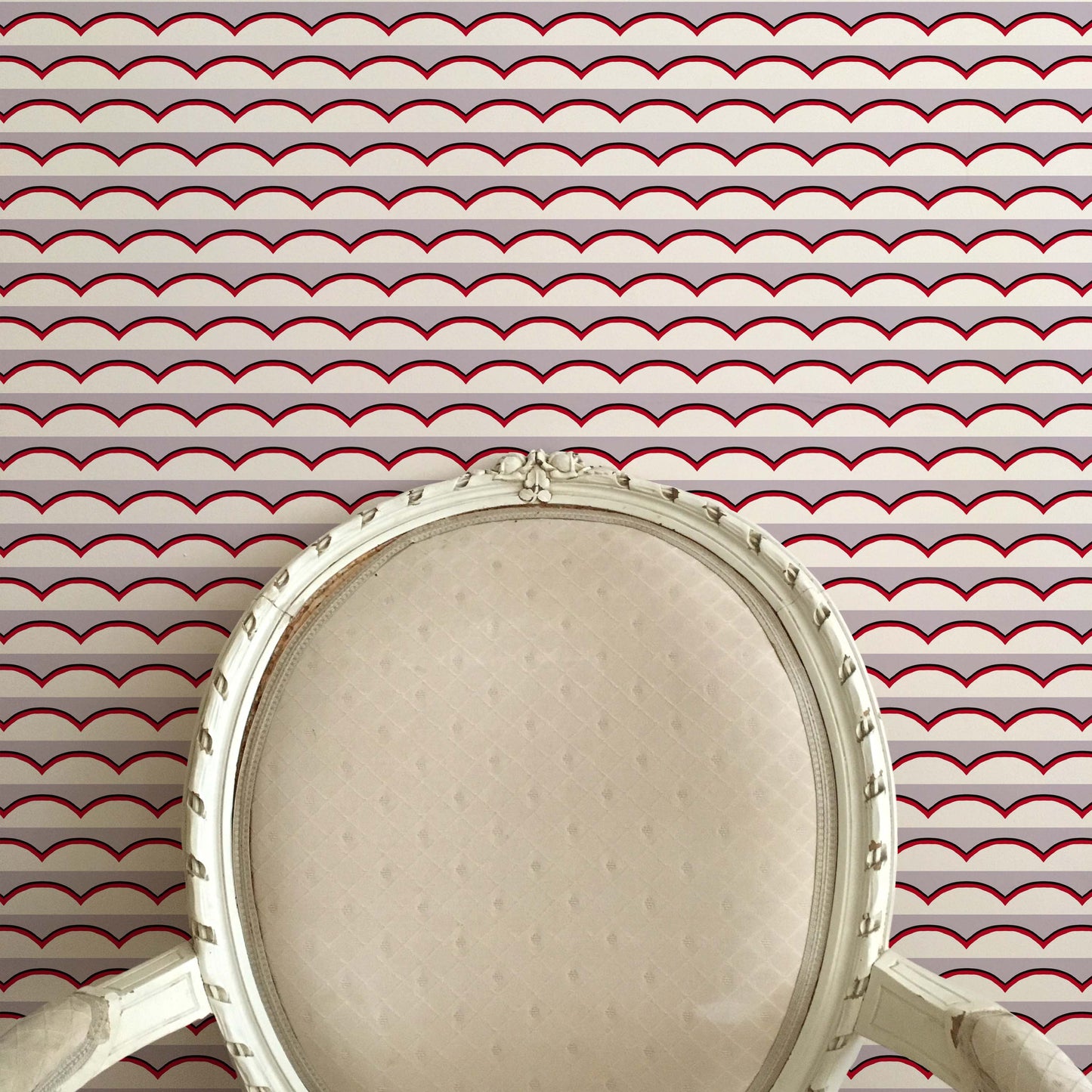 Scallops Wallpaper - Lilac and Red