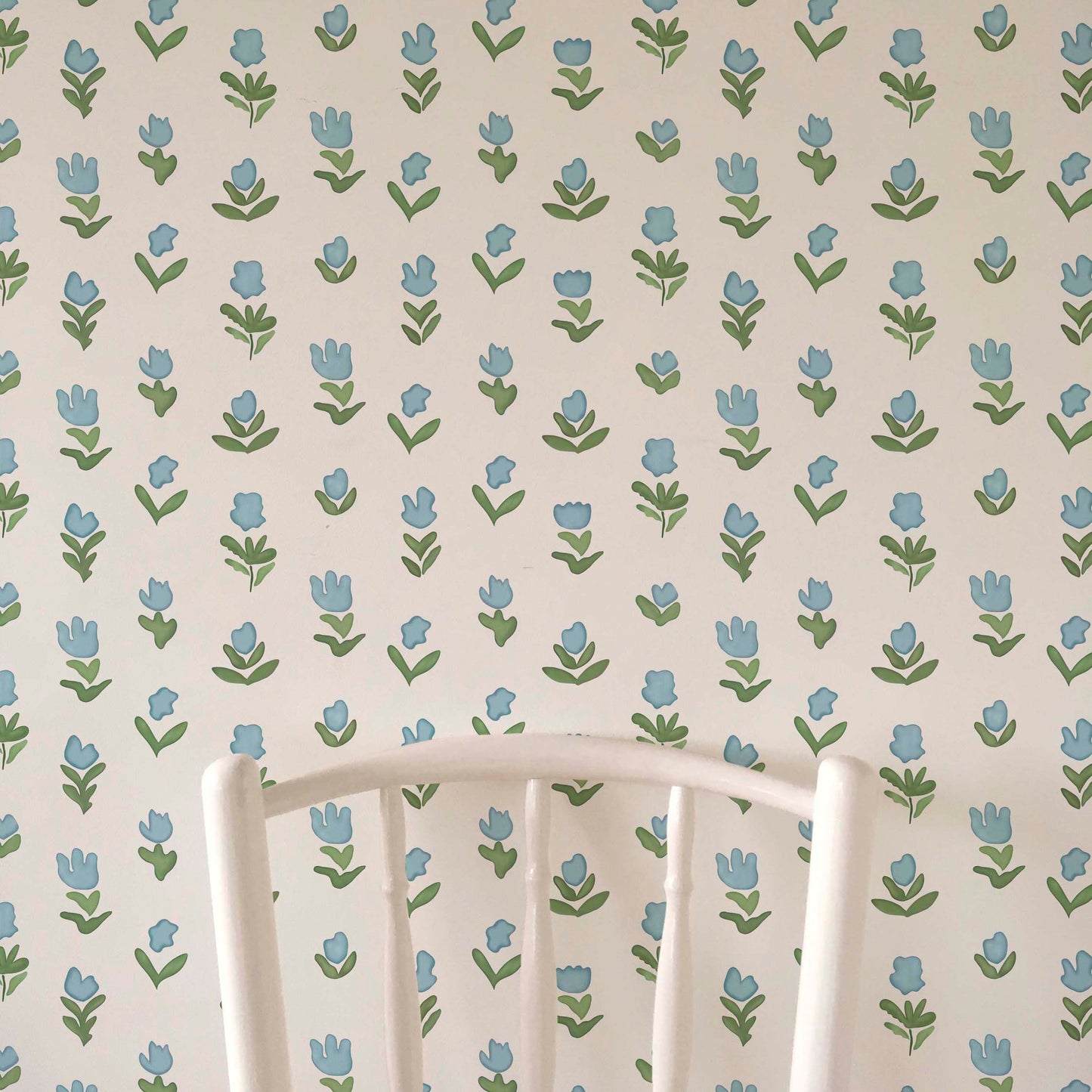 Little Wild Tulips Wallpaper-Light Blue
