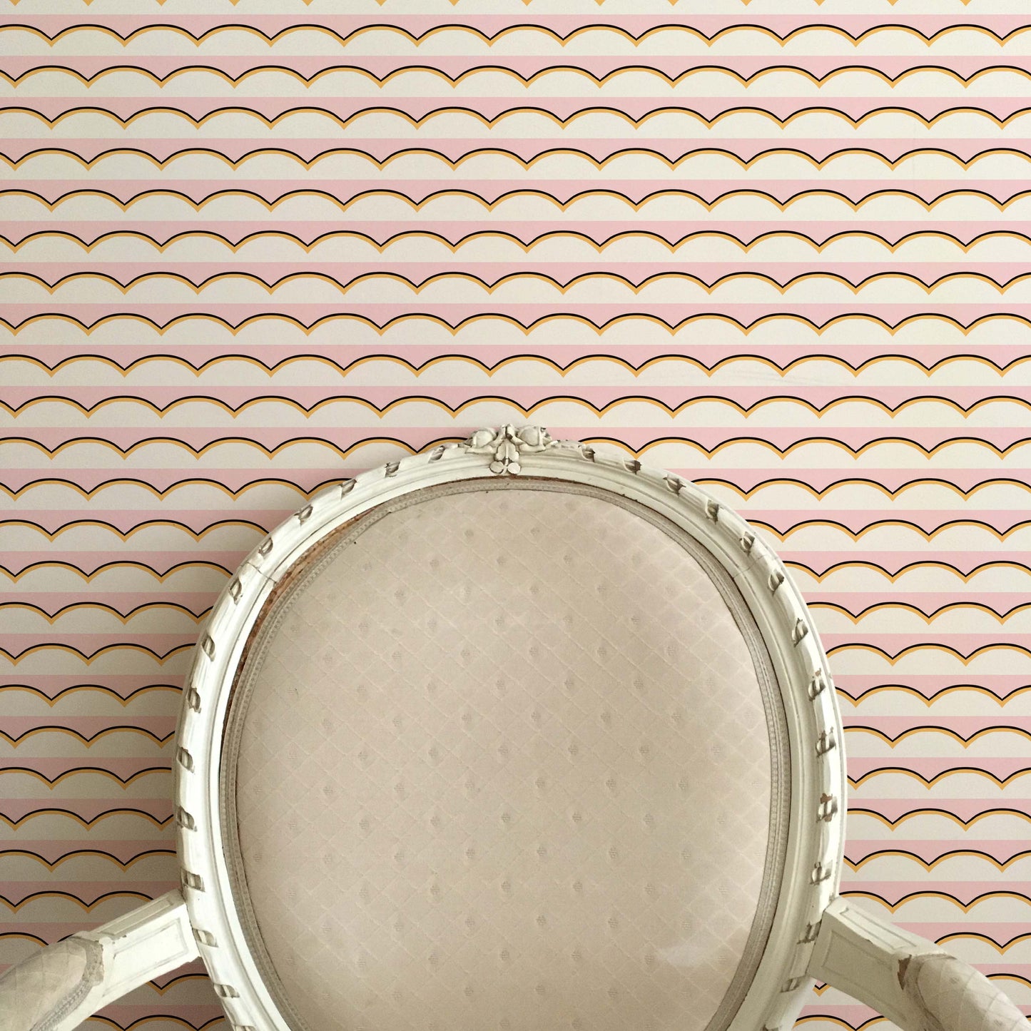 Scallops Wallpaper - Pink and Yellow