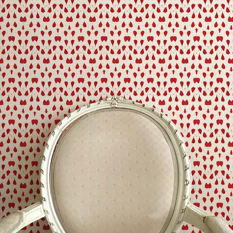 Porcelain Wings Wallpaper- Red