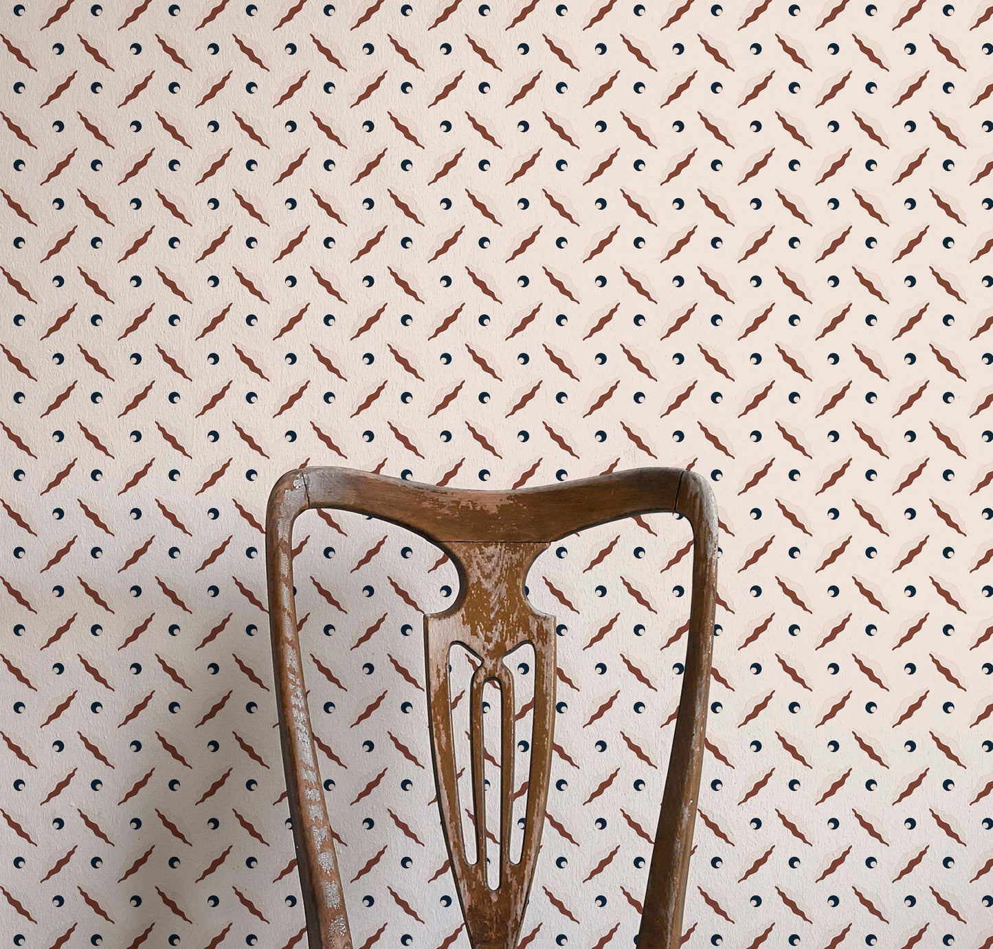 Chintamani Trellis Wallpaper - Brown and Navy