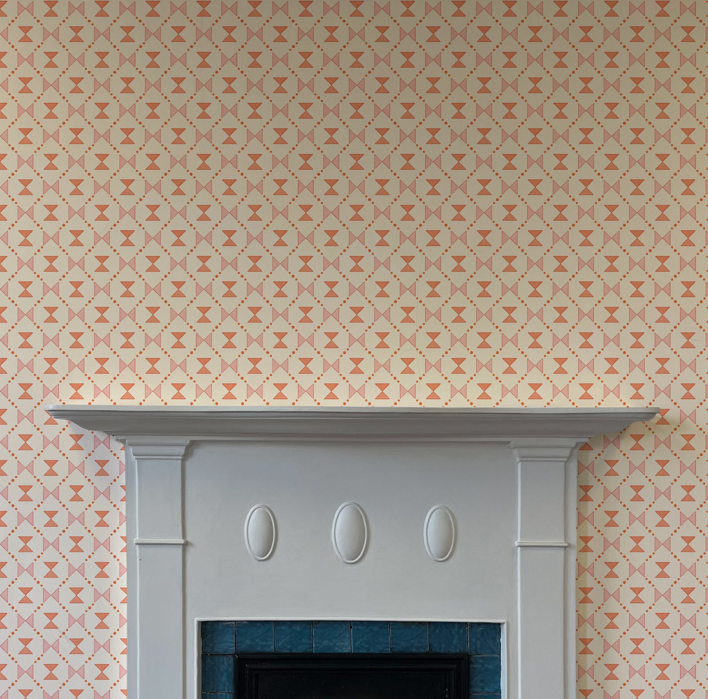 Bow Tie Quilt Wallpaper - Pink and Coral