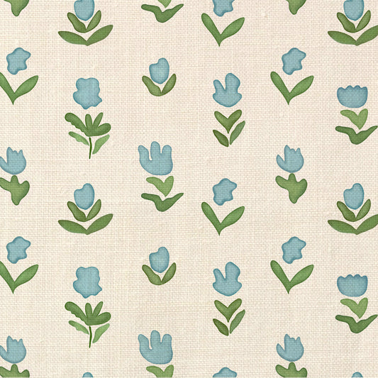 Little Wild Tulips Fabric - Light Blue
