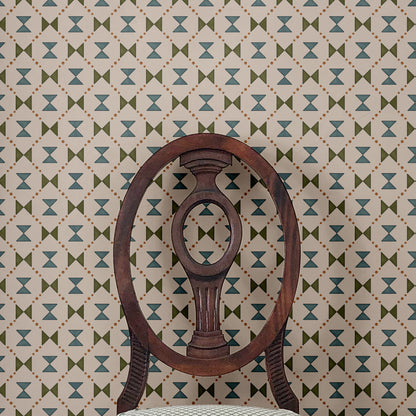 Bow Tie Quilt Wallpaper - Blue and Green