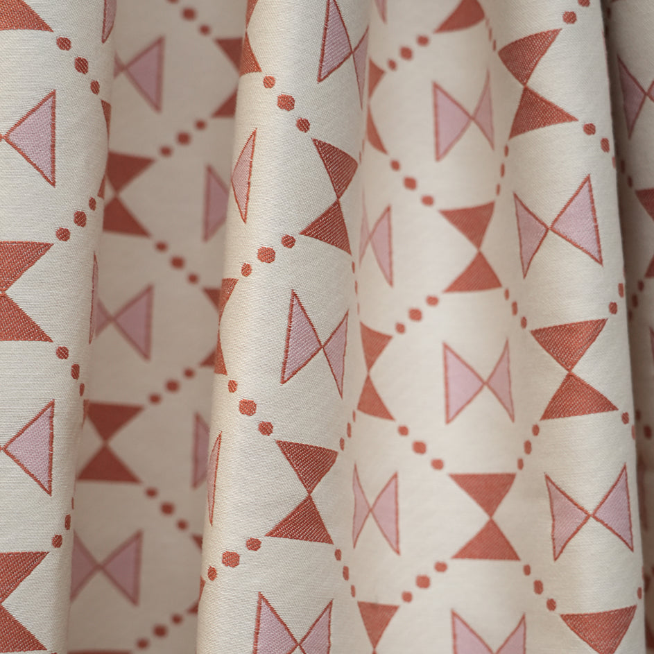 Bow Tie Quilt Woven Fabric - Pink and Coral