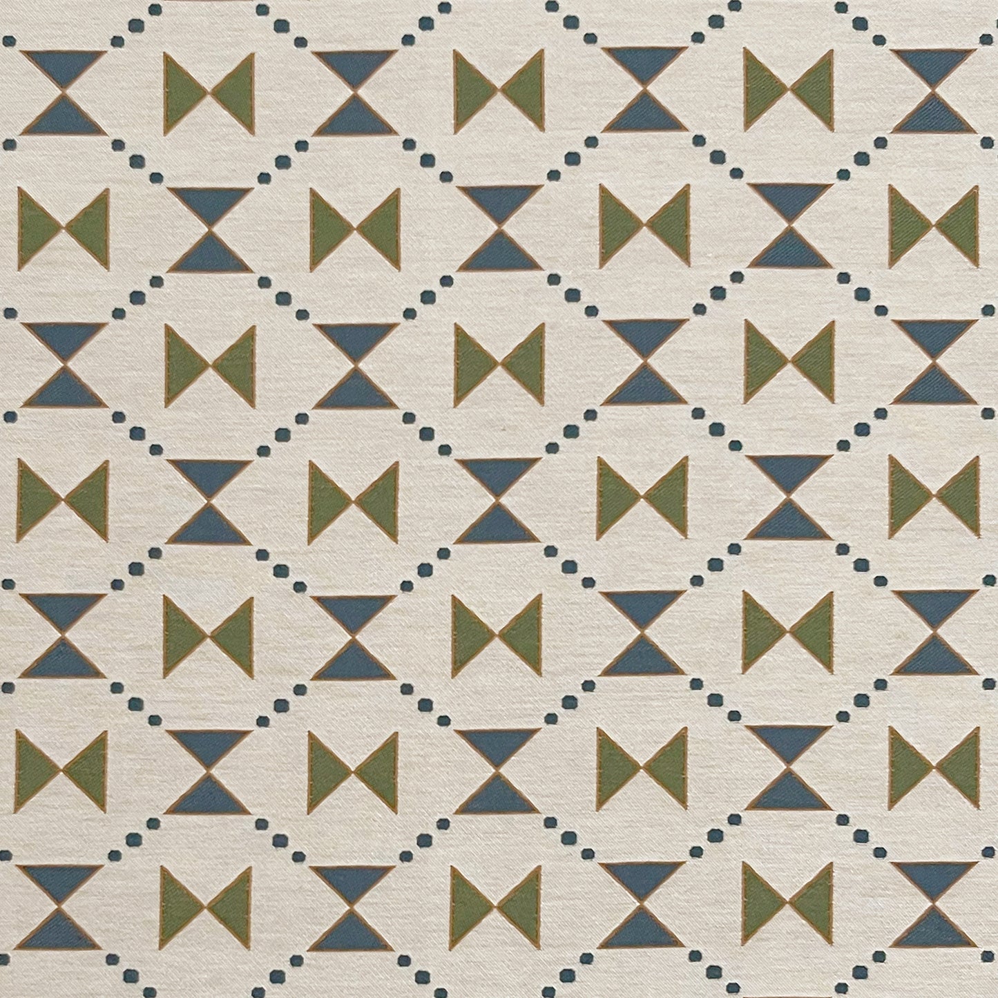 Bow Tie Quilt Woven Fabric - Blue and Green