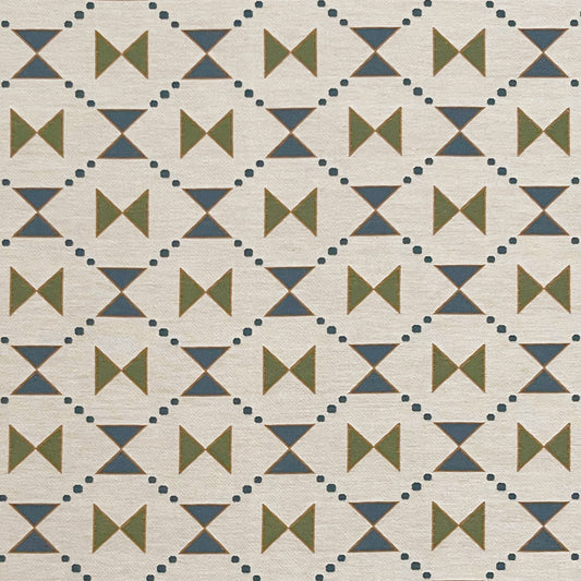 Bow Tie Quilt Woven Fabric - Blue and Green
