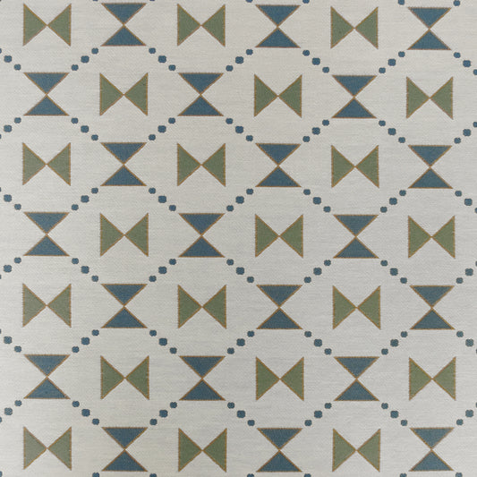 Bow Tie Quilt Woven Fabric - Blue and Green
