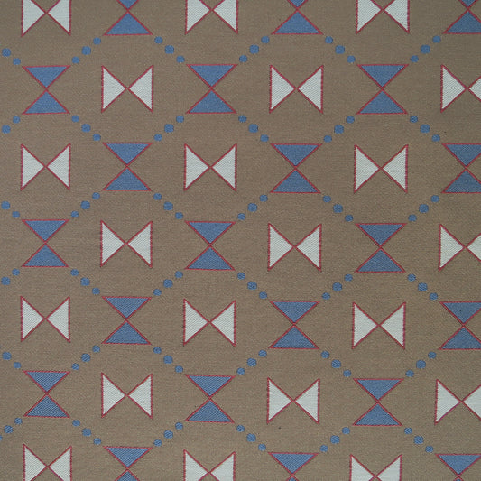 Bow Tie Quilt Woven Fabric - Brown and Blue