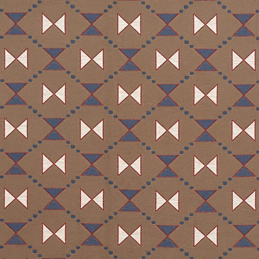 Bow Tie Quilt Woven Fabric - Brown and Blue