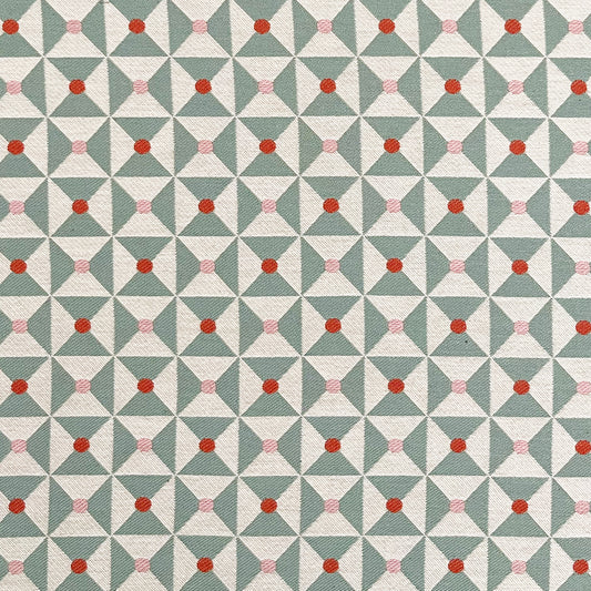 Broken Dishes Woven Fabric - Mint