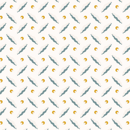 Chintamani Trellis Wallpaper - Mustard and Blue