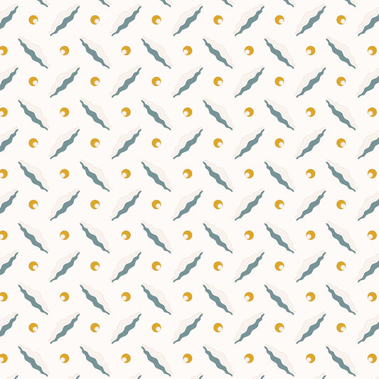 Chintamani Trellis Wallpaper - Mustard and Blue