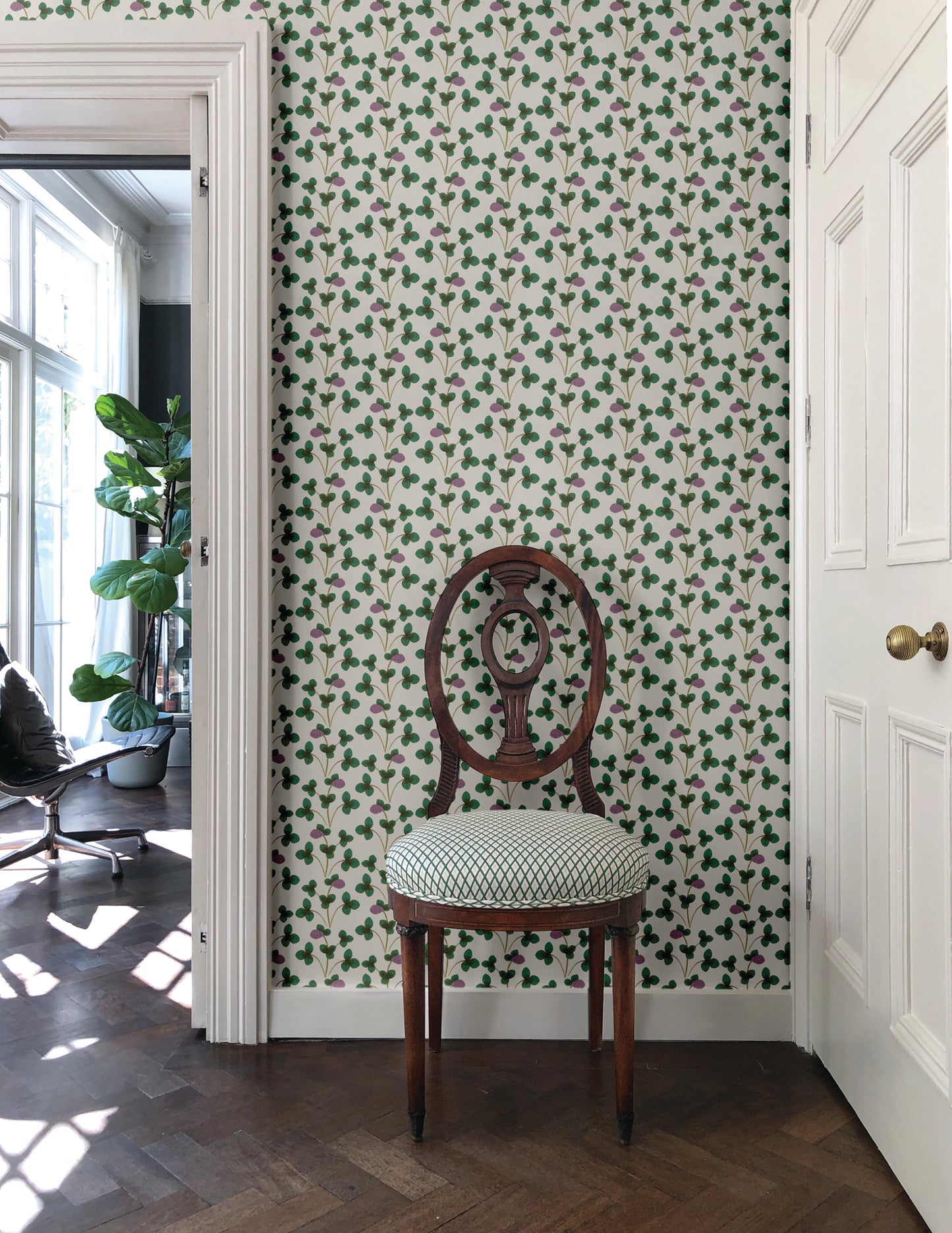 Chintz Constance Wallpaper - Green and Lilac