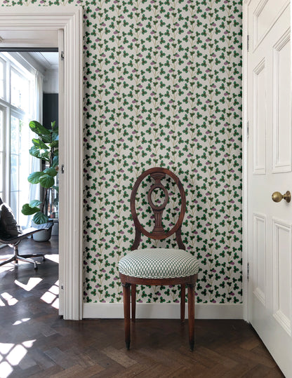 Chintz Constance Wallpaper - Green and Lilac