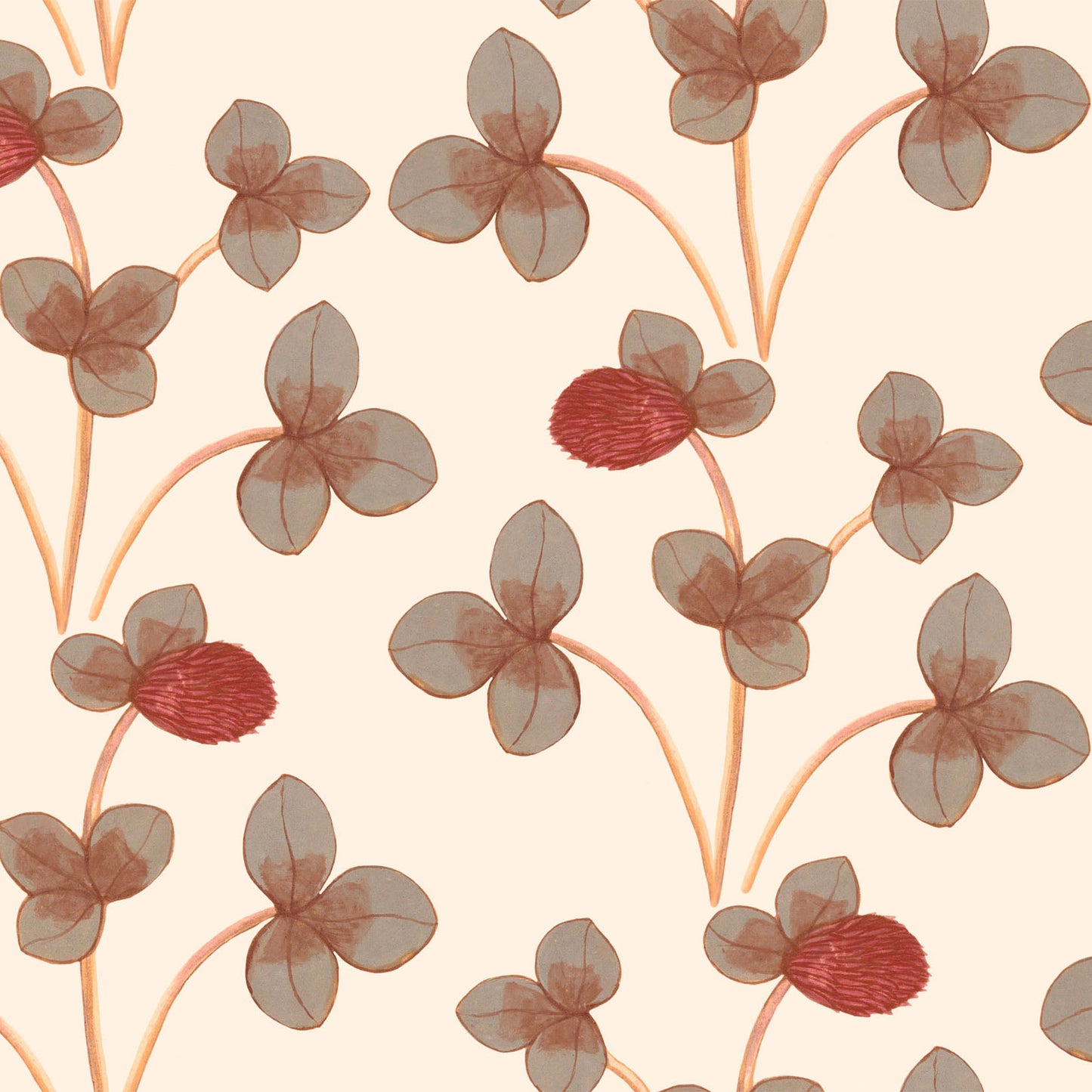 Chintz Constance Wallpaper - Ochre Red