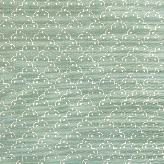 Frogspawn Grasscloth Wallpaper - Soft Sage and White