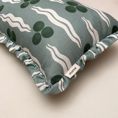 Frilled Cushion Medium: Chintamani Antique Green