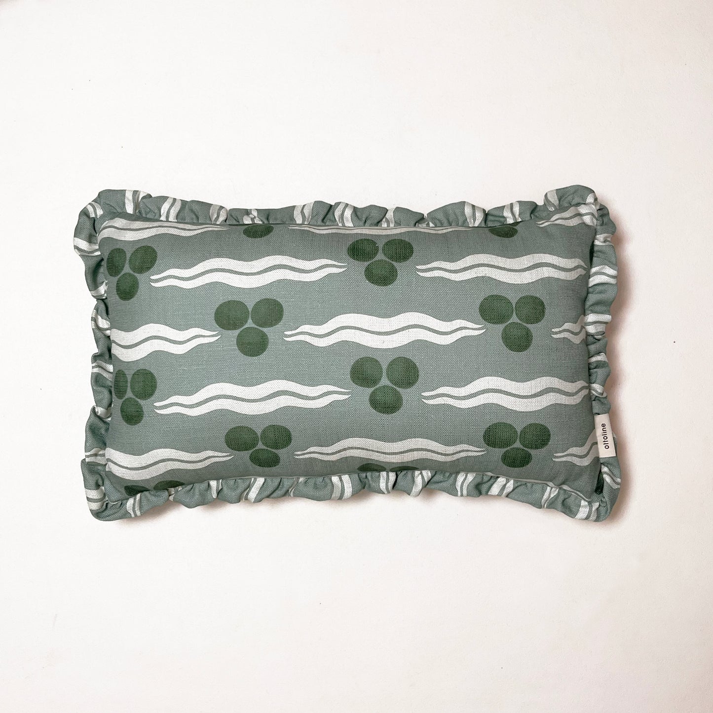 Frilled Cushion Medium: Chintamani Antique Green