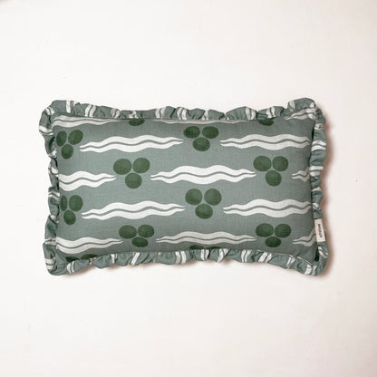 Frilled Cushion Medium: Chintamani Antique Green
