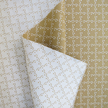 Frogspawn Woven Fabric - Gold and White
