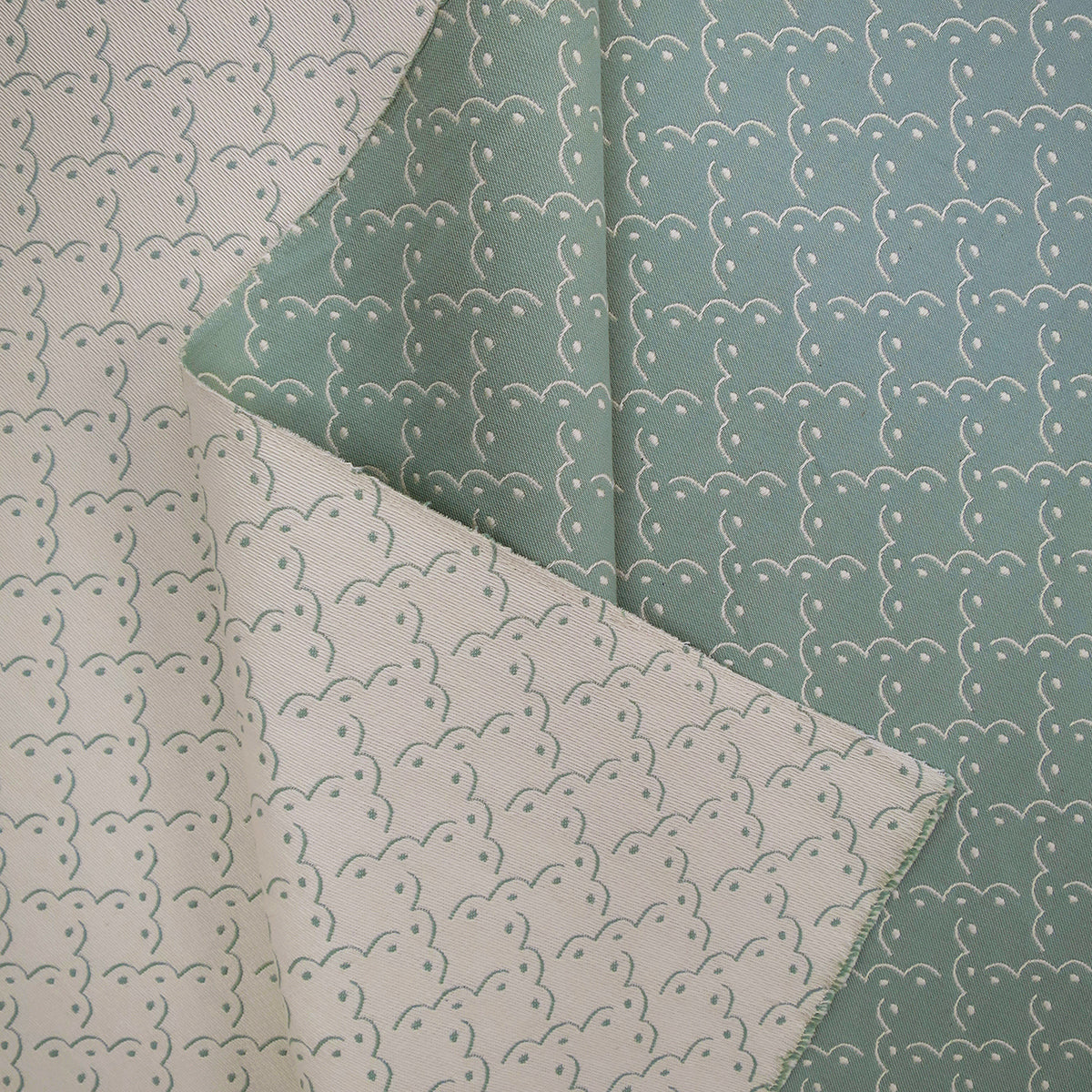 Frogspawn Woven Fabric - Soft Sage and White