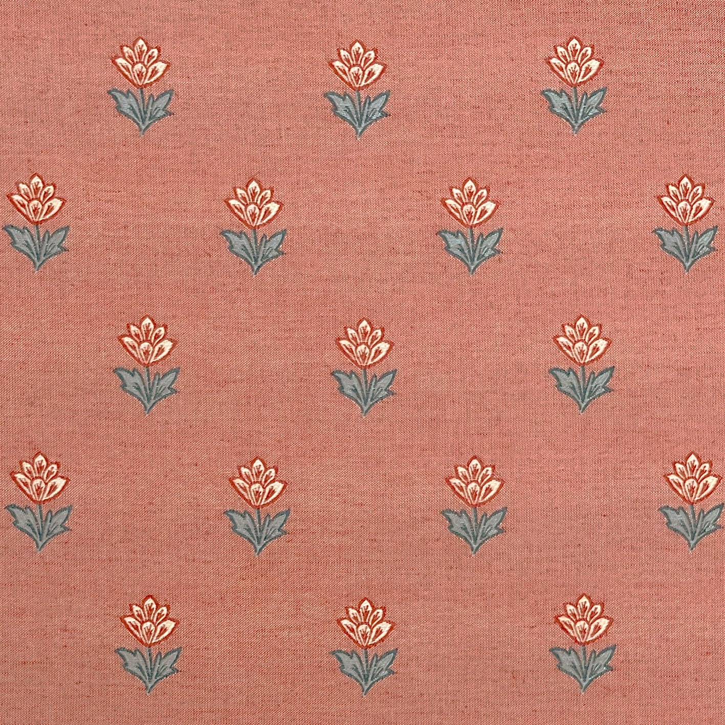Indian Tulips Woven Fabric - Coral