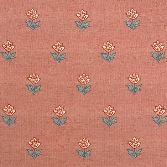 Indian Tulips Woven Fabric - Coral