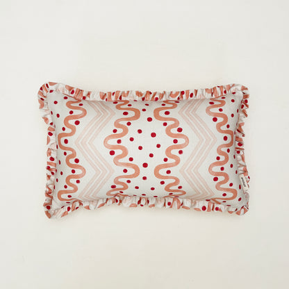 Frilled Cushion Medium: Madame Ziggle - Pink and Coral