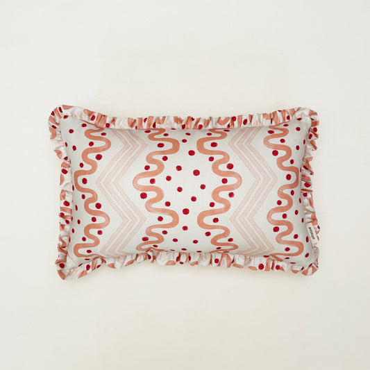 Frilled Cushion Medium: Madame Ziggle - Pink and Coral