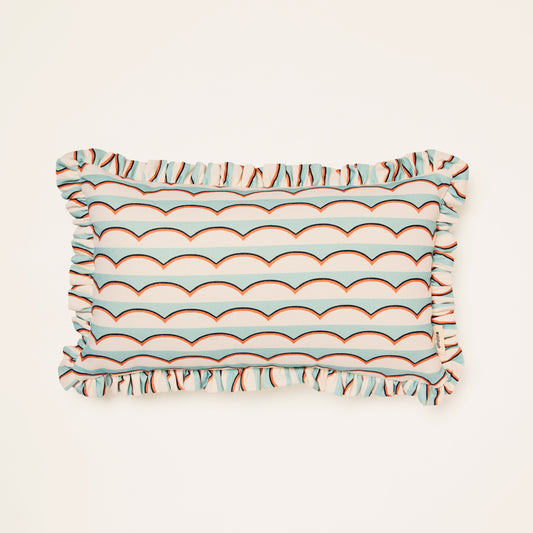 Frilled Cushion Medium: Scallops - Light Blue