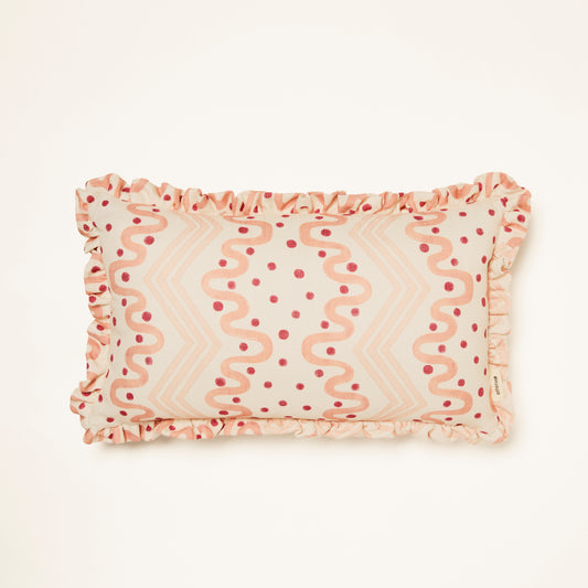 Frilled Cushion Medium: Madame Ziggle - Pink and Coral