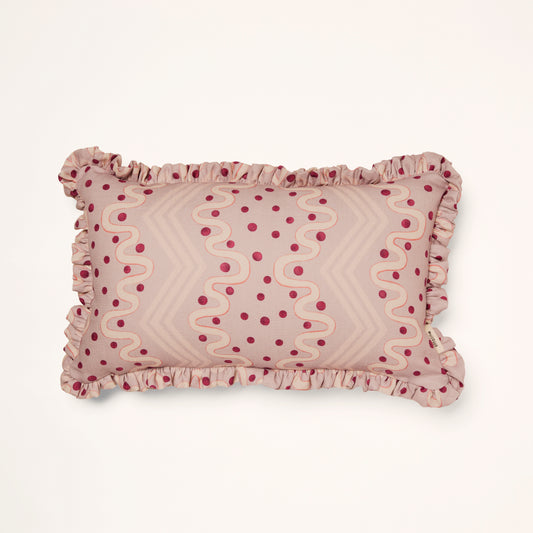 Frilled Cushion Medium: Madame Ziggle - Blueberry Yoghurt