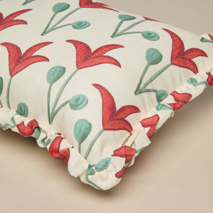Frilled Cushion Medium: Spring Rhythm - Red