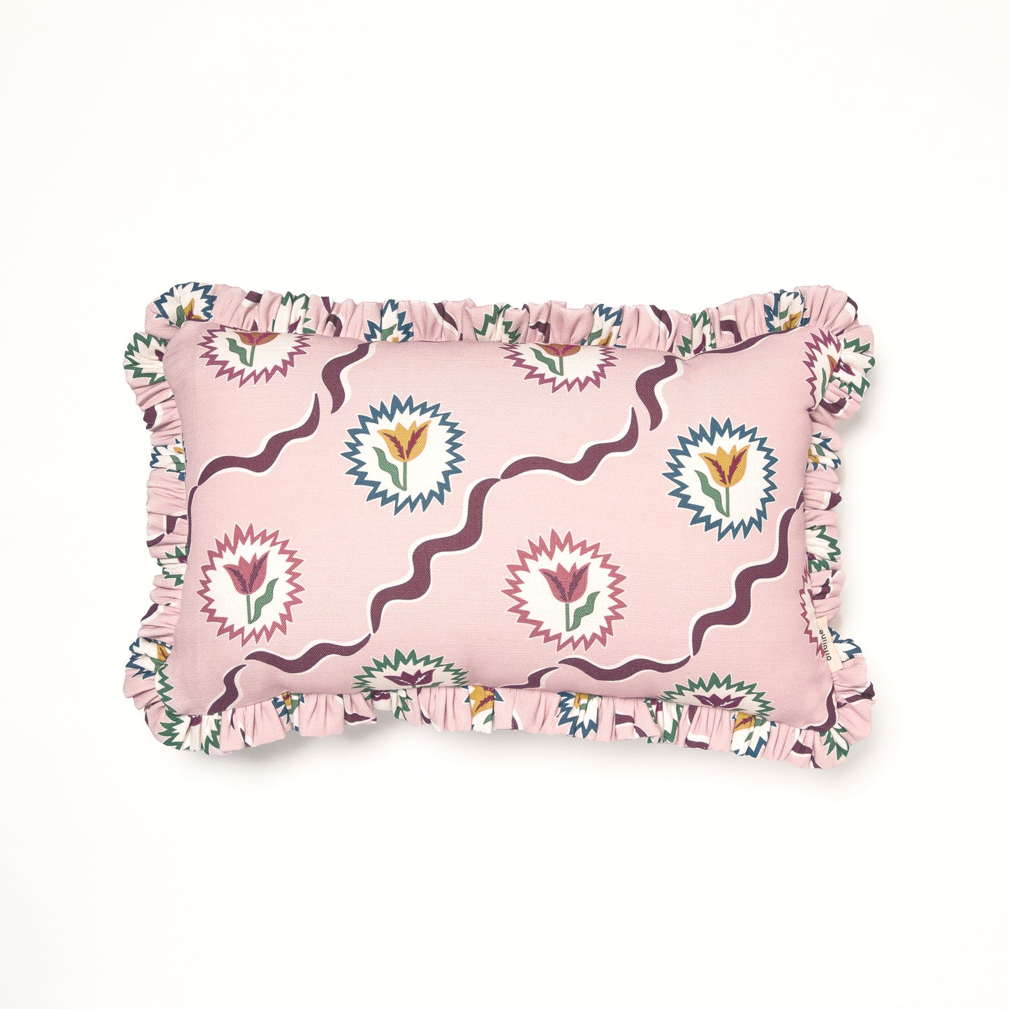 Frilled Cushion Medium: Tulips of Belgravia - Burgundy