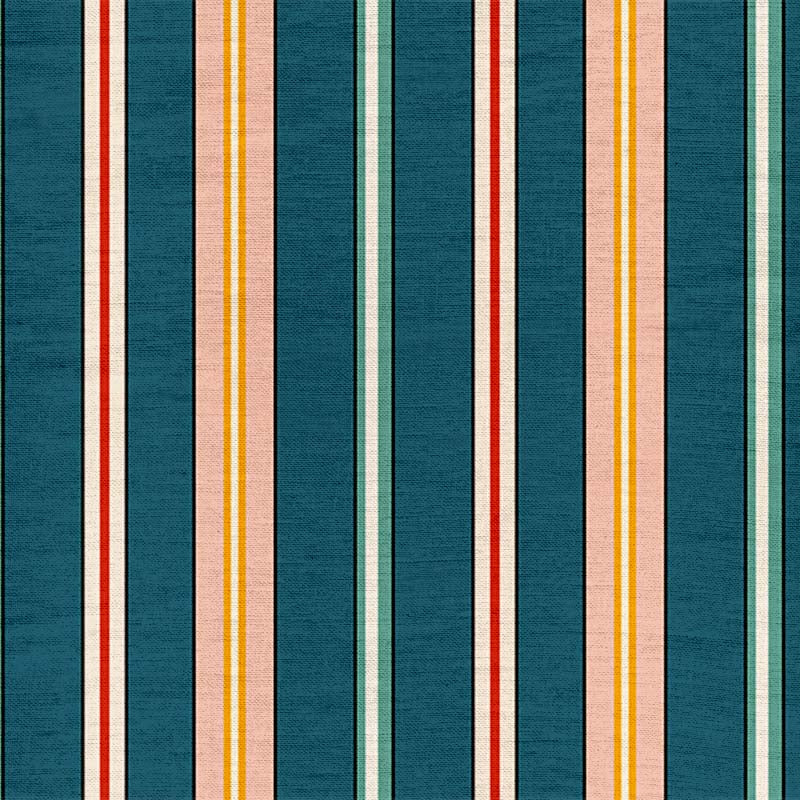 Sporty Stripes Fabric - Blue - Linen