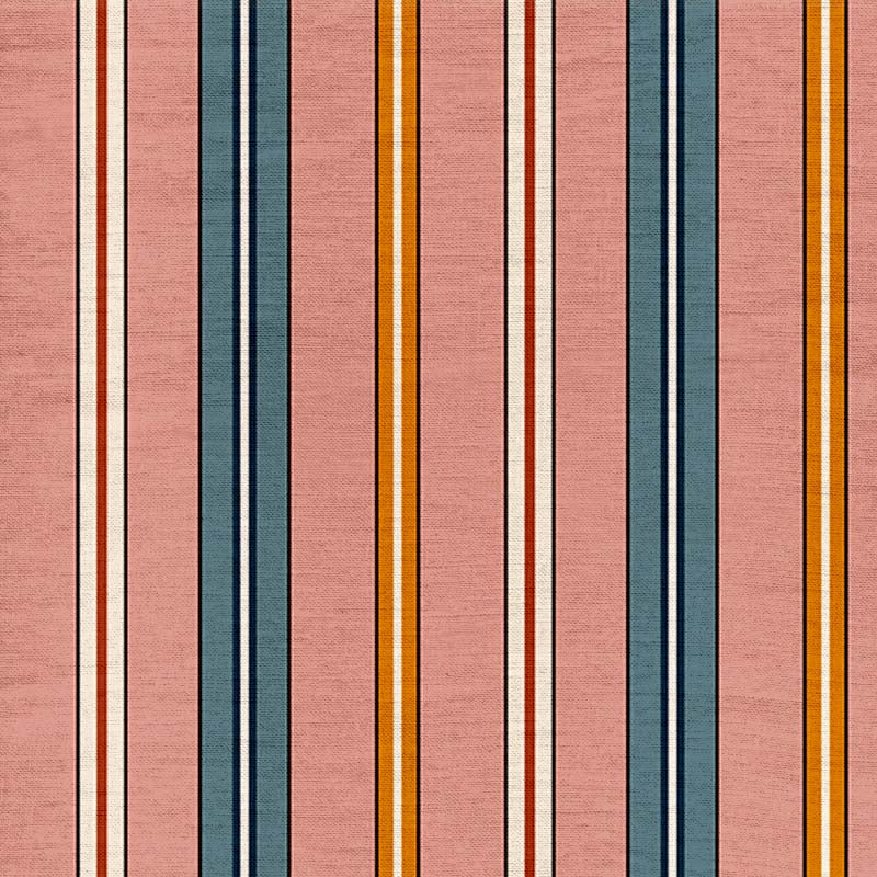 Sporty Stripes Fabric - Pink - Linen