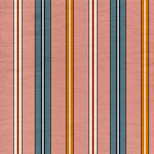 Sporty Stripes Fabric - Pink - Linen