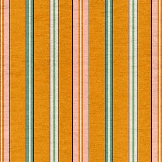 Sporty Stripes Fabric - Saffron - Linen