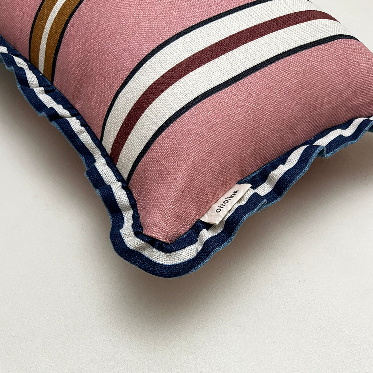 Frilled Cushion Medium: Sporty Stripes - Pink