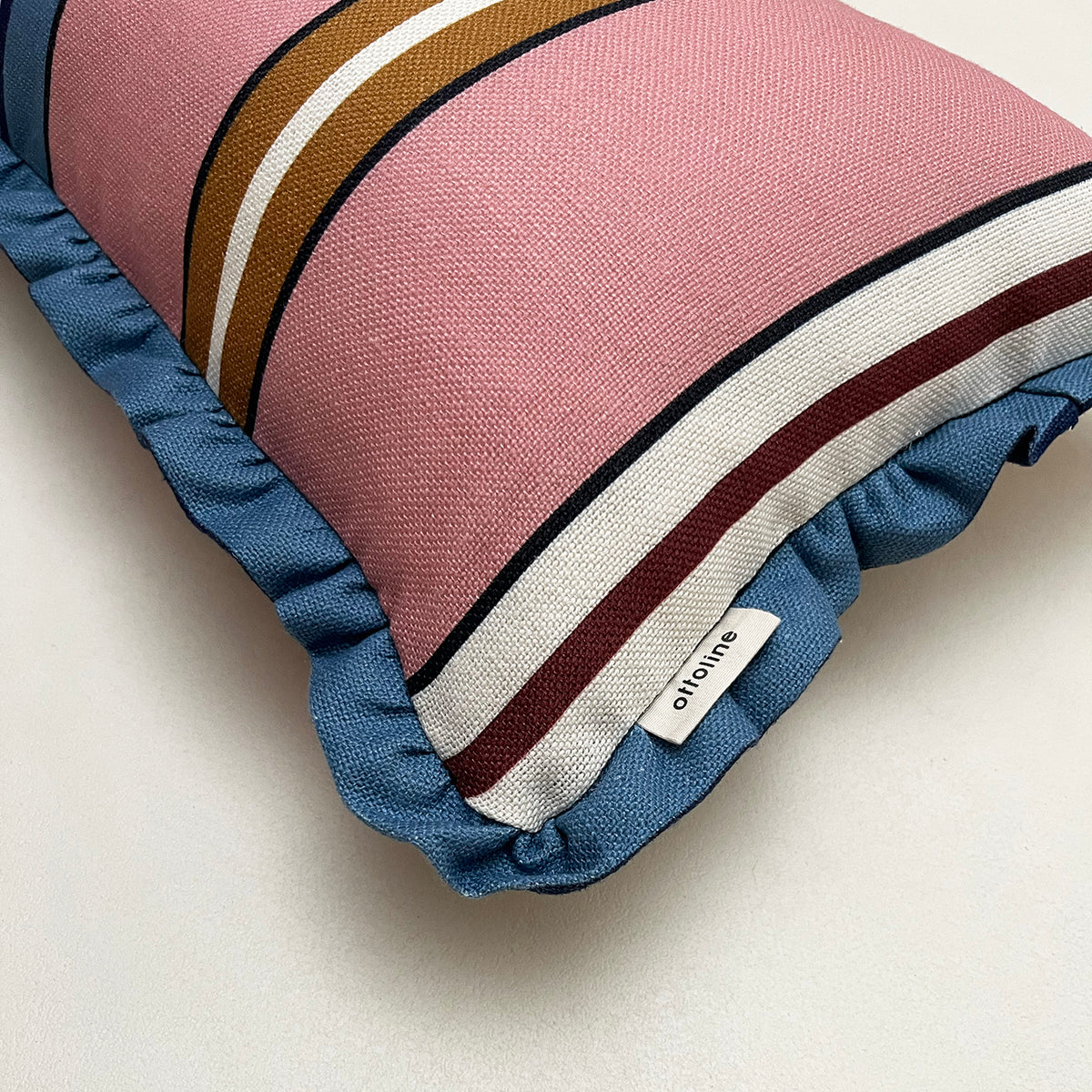 Frilled Cushion Medium: Sporty Stripes - Pink