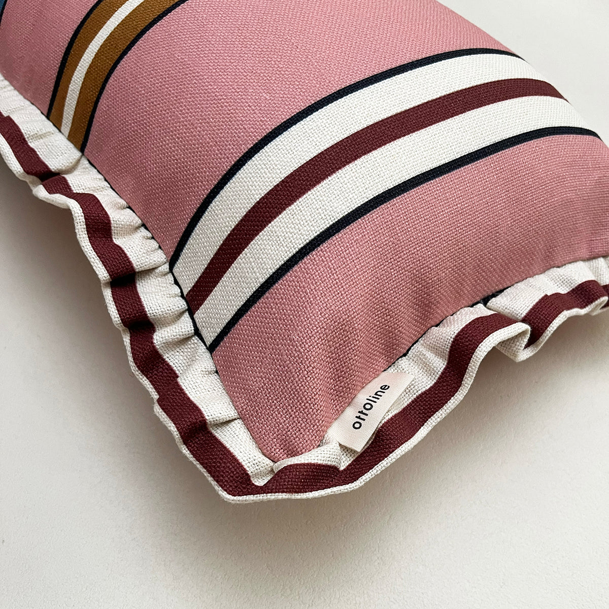 Frilled Cushion Medium: Sporty Stripes - Pink