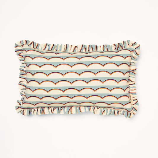 Frilled Cushion Medium: Scallops - Light Blue