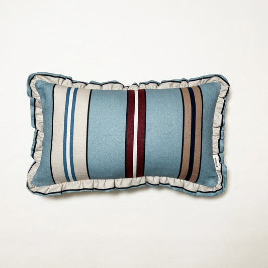 Frilled Cushion Medium: Sporty Stripes - Blue